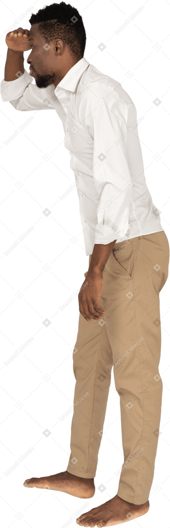 Man in white shirt standing