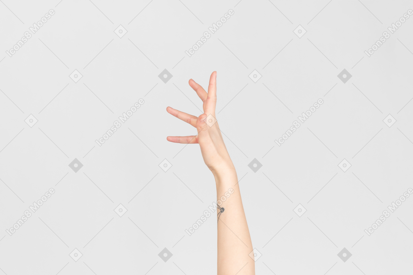 Mão feminina apontando para cima