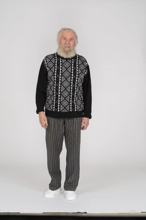 Thoughtless old man looking aside