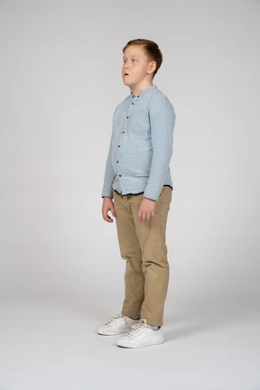 Side view of a thoughtful boy