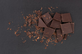 Crashed dark chocolate and coffee beans