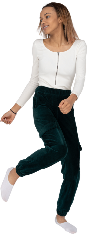 Woman in casual clothes dancing