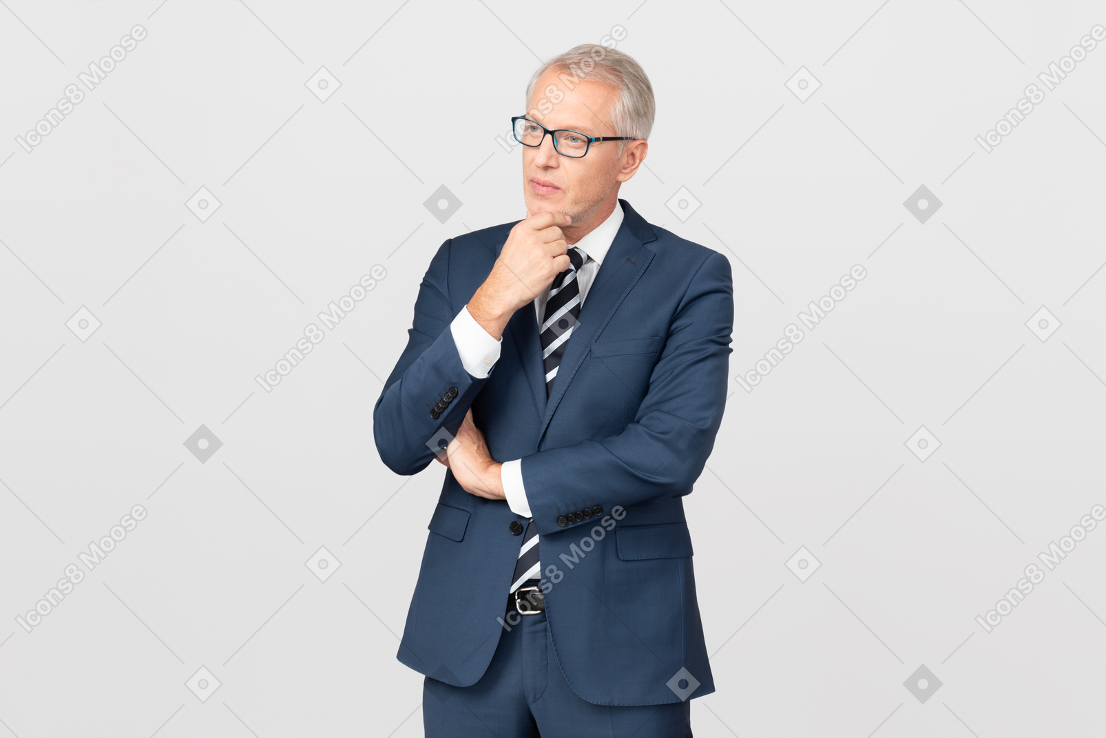 Mature pensive businessman touching his chin