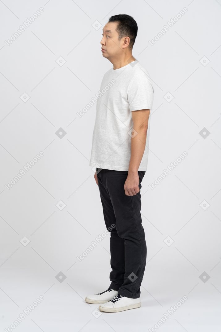 Man in casual clothes standing still