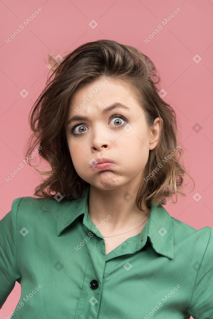 Young woman making funny face