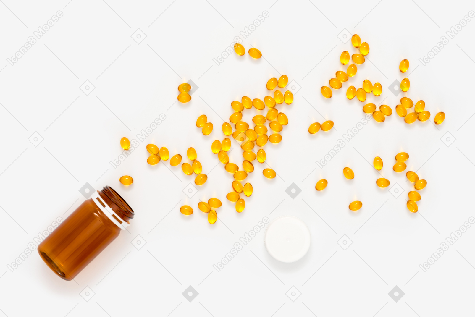 Scattered yellow pills