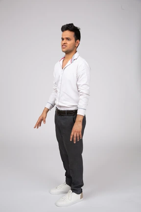 Man in white shirt standing