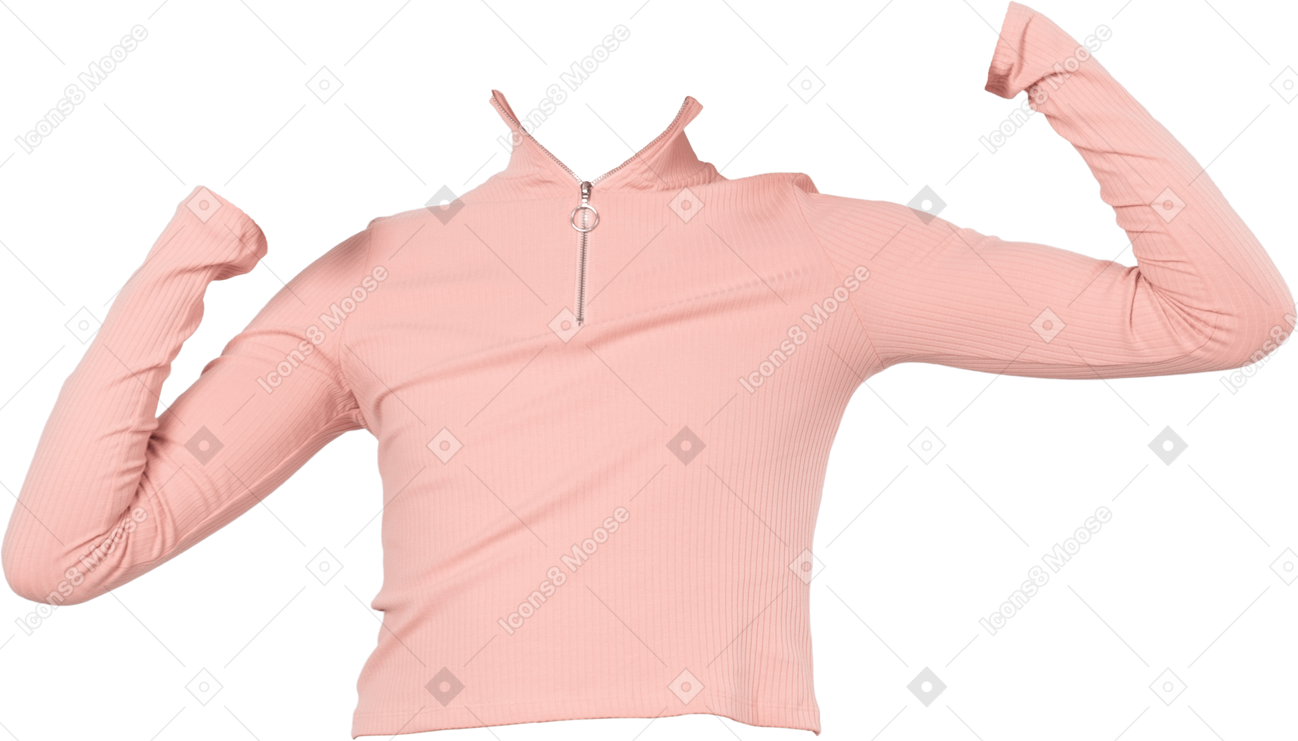 Jersey de cuello vuelto rosa con cremallera de aro