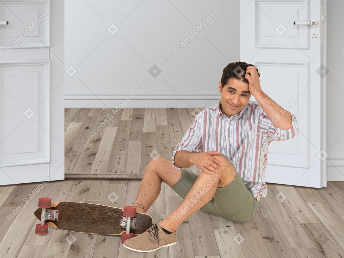 Man playing with a vacuum cleaner