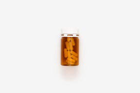 Brown plastic pill bottle