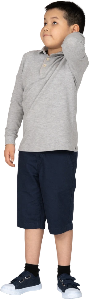 Boy with hand on the nape