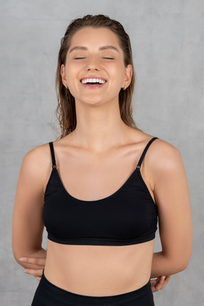 Portrait of a cheerful young woman smiling