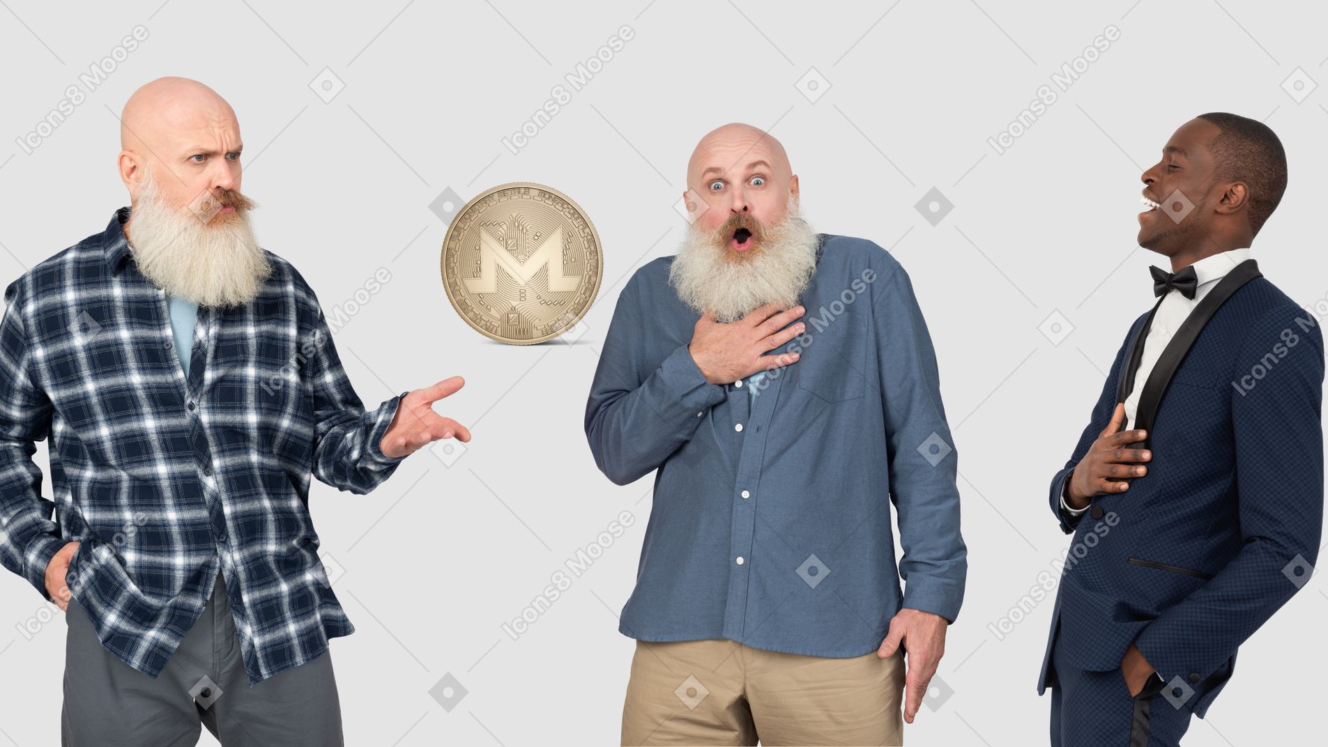 Hommes discutant de crypto-monnaie