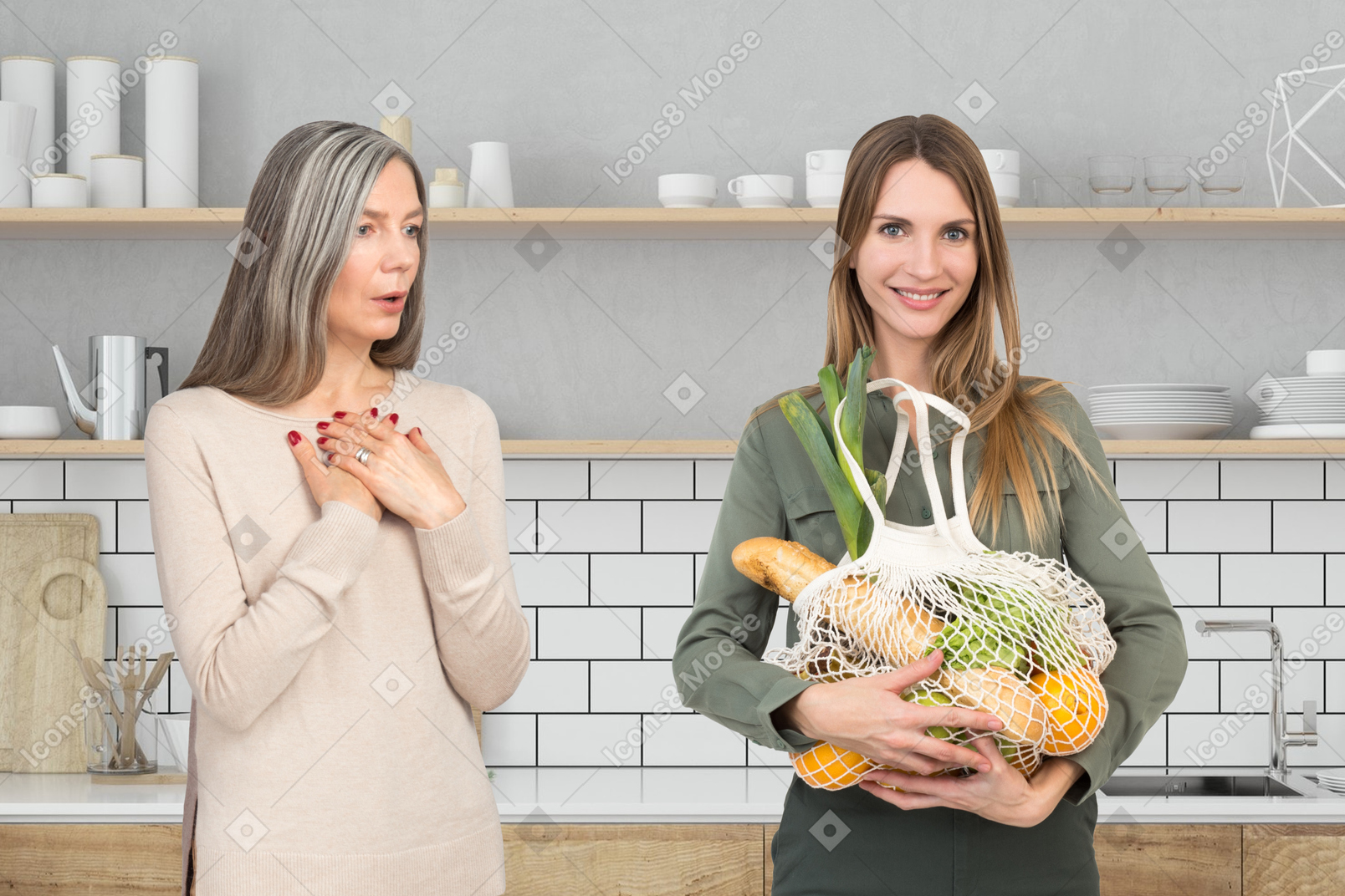 Woman holding a bag of vegetables