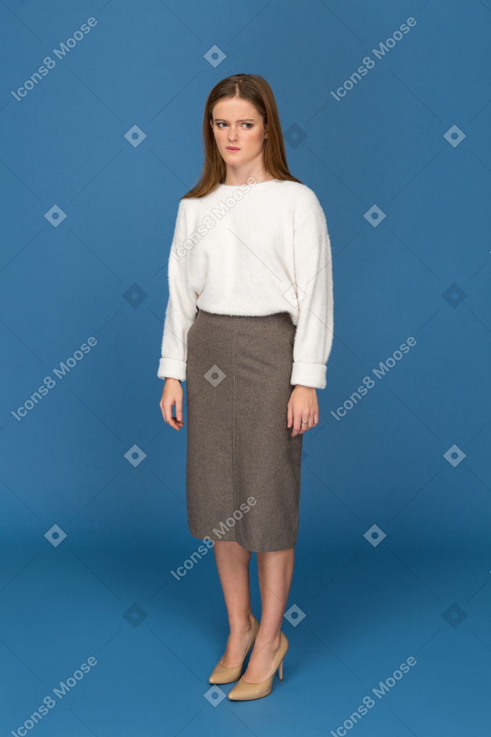 Young businesswoman showing disrespect