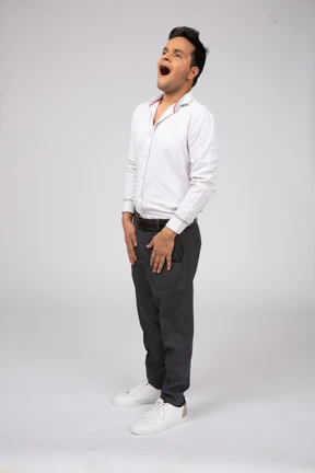 Man in white shirt standing