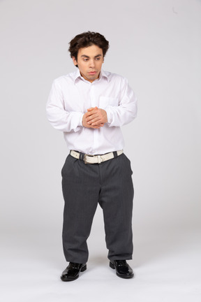 Front view of male white collar worker