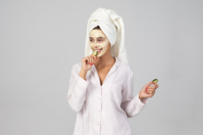 Cucumber face mask is a great lunch option too