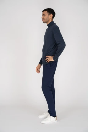 Man in black clothes standing