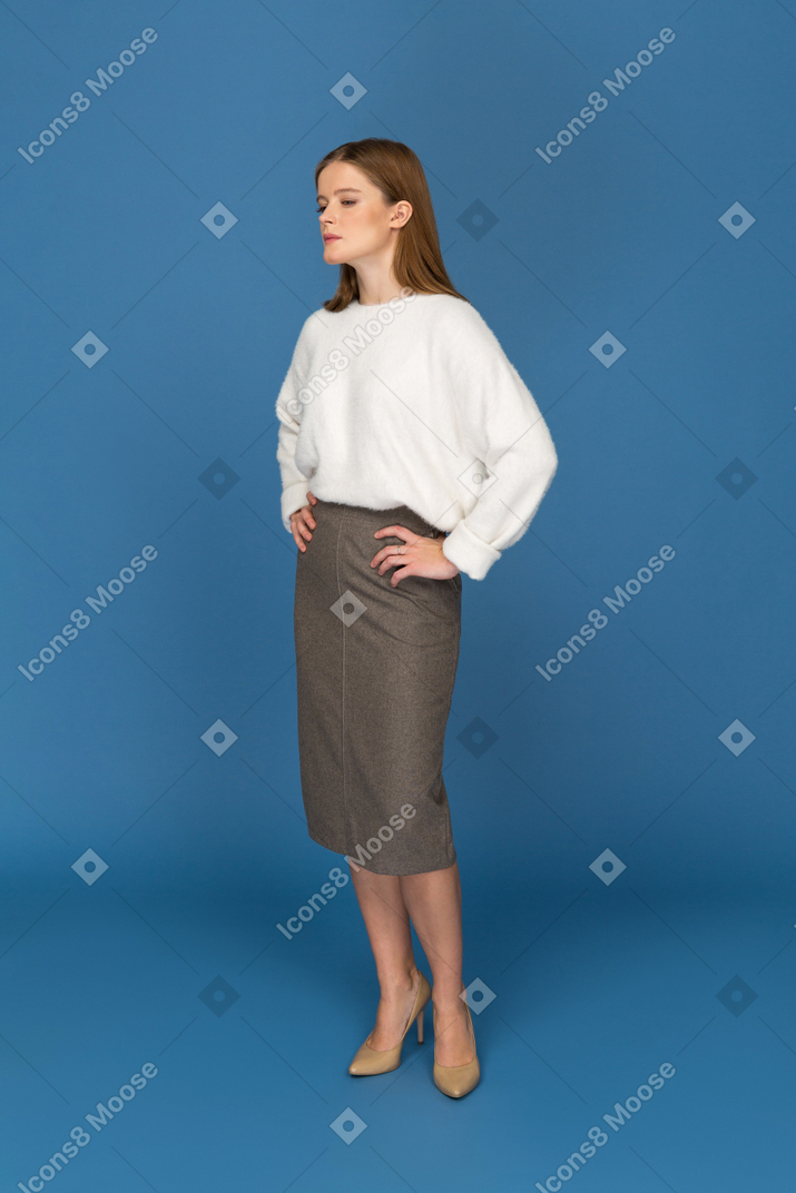 Young businesswoman suspecting