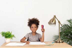 Cute girl doing homework