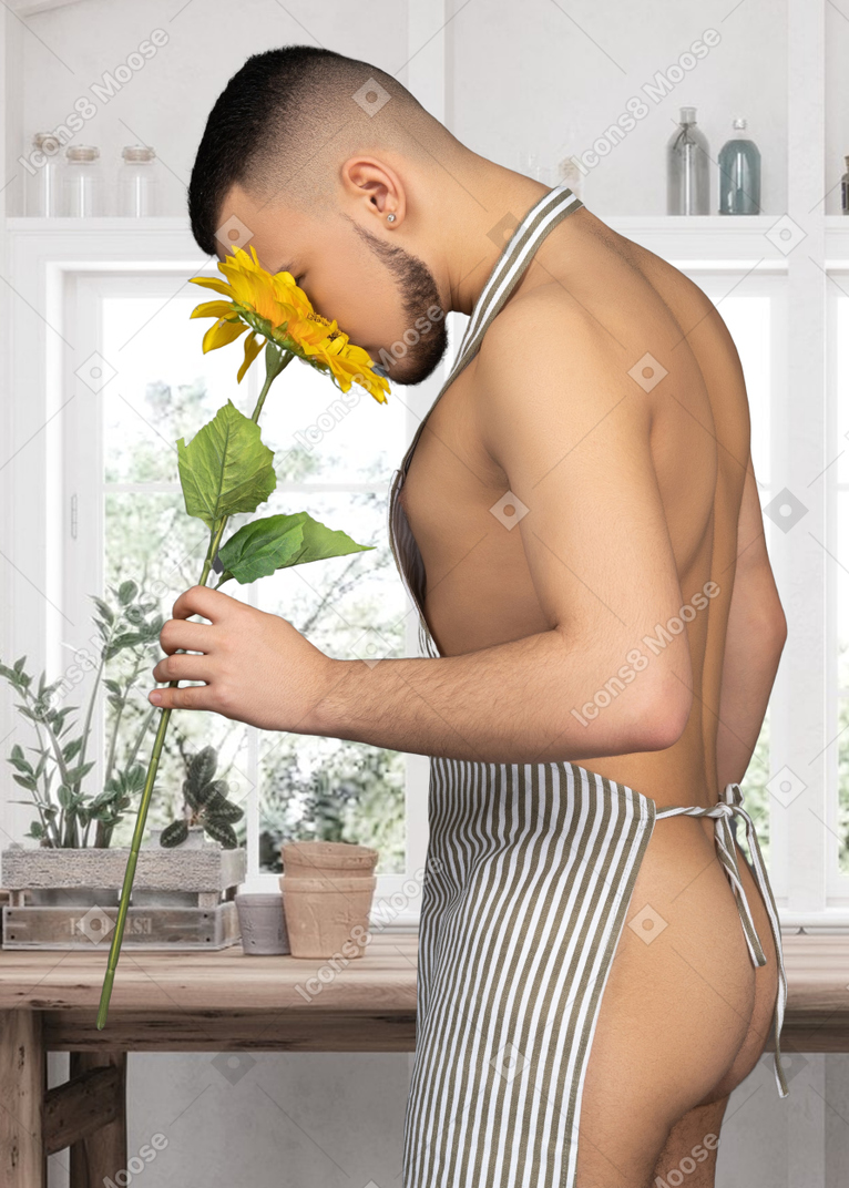 Man with sunflower