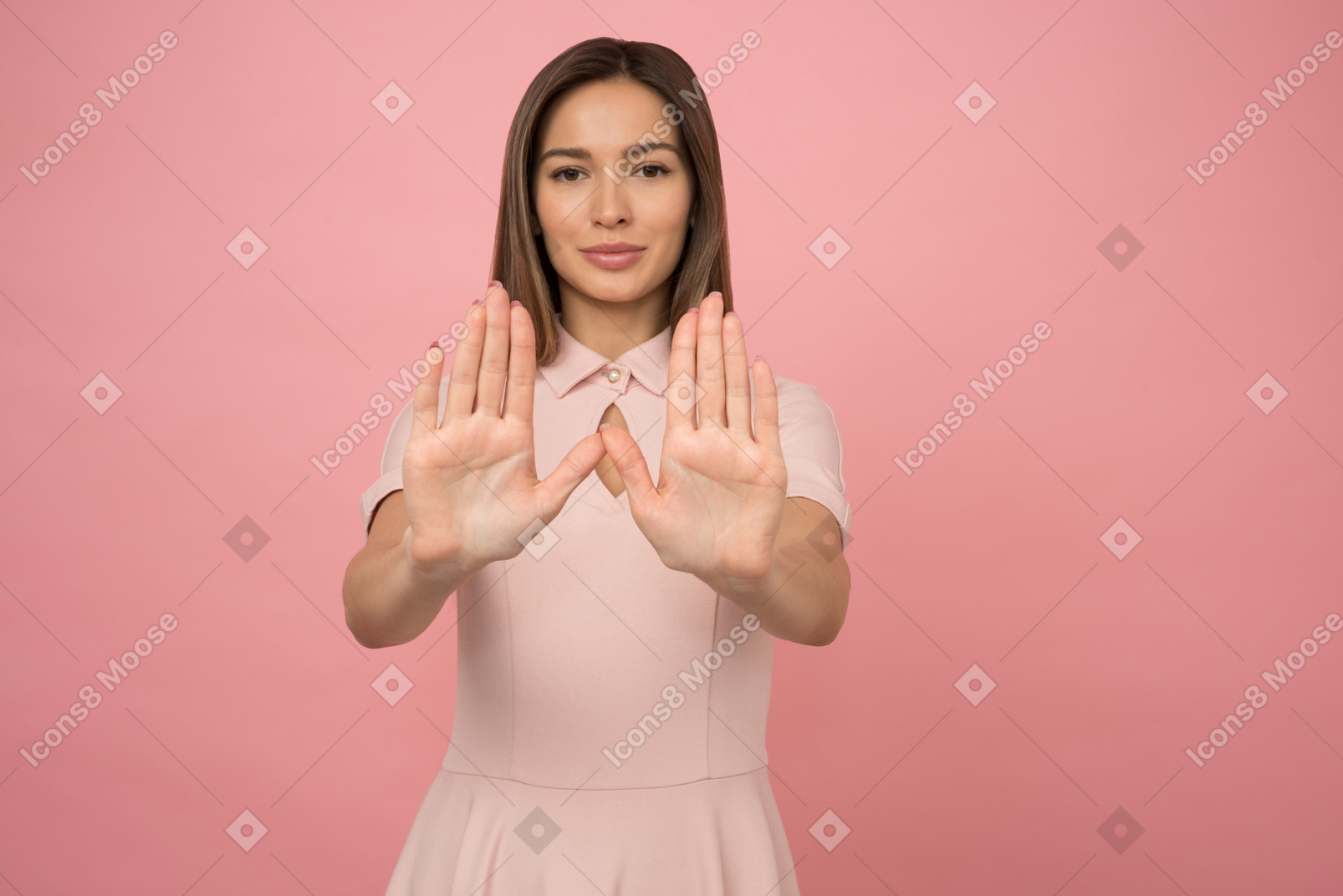 Girl holding her arms elongated