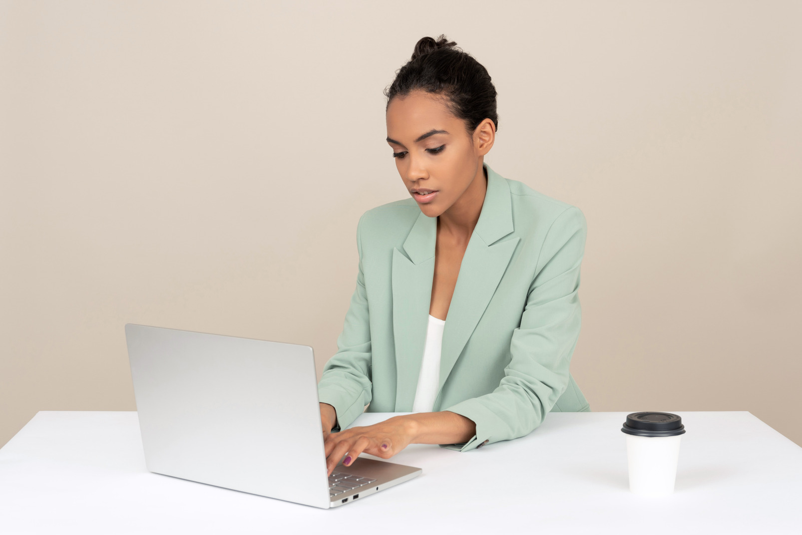 Young businesswoman working at the computer
