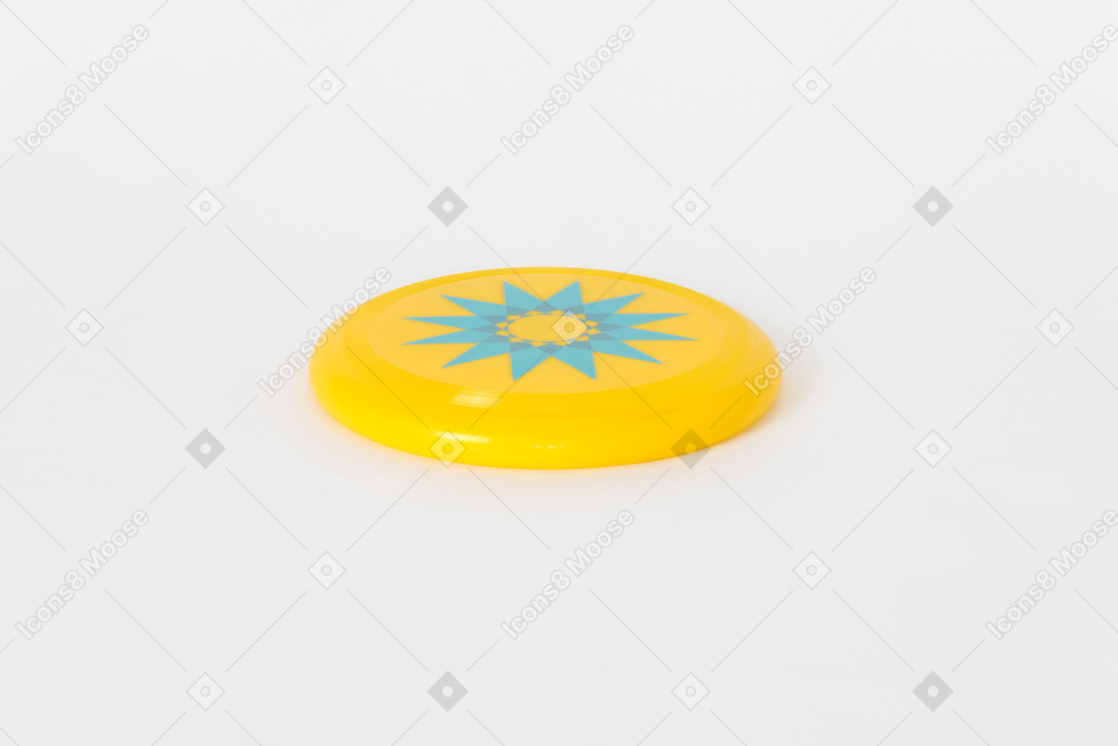 Blue and yellow frisbee on a white background