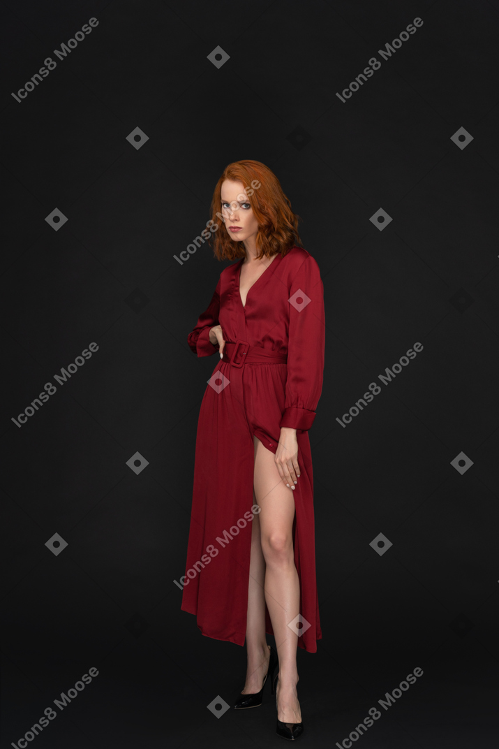Elegant woman in red dress