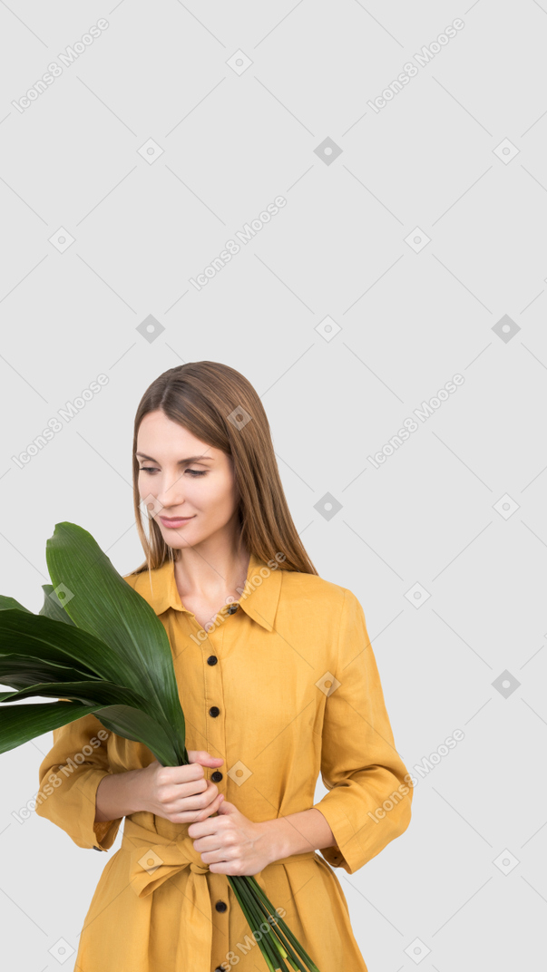 Woman holding a bunch of flowers