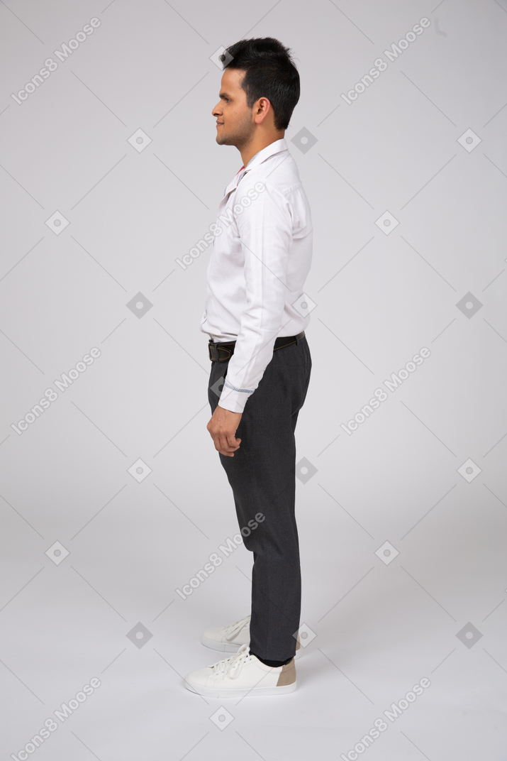 Side view of a man in office clothes