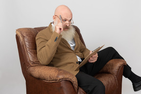 Mature psychoanalyst working