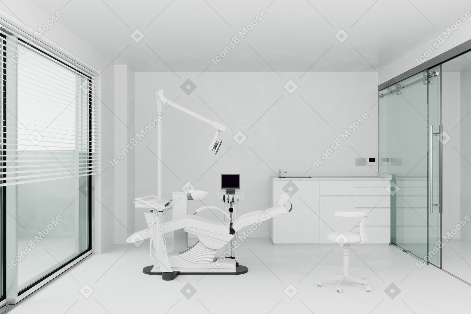 Moderne zahnarztpraxis mit medizinischer ausstattung