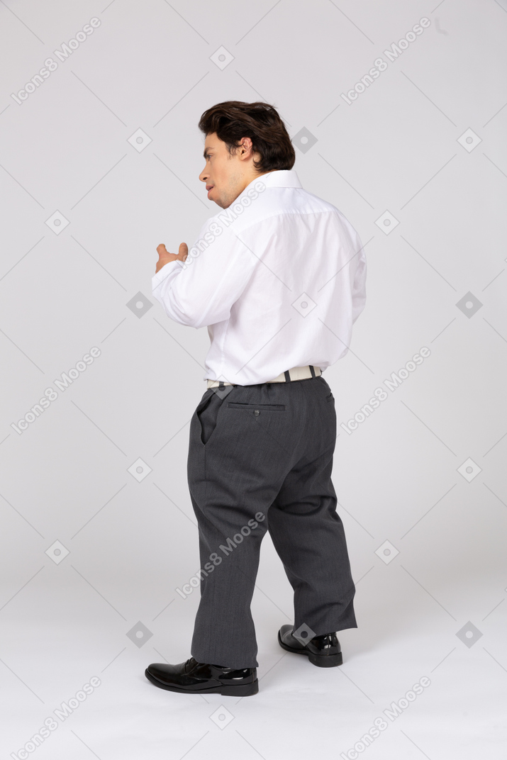 Side view of man arguing