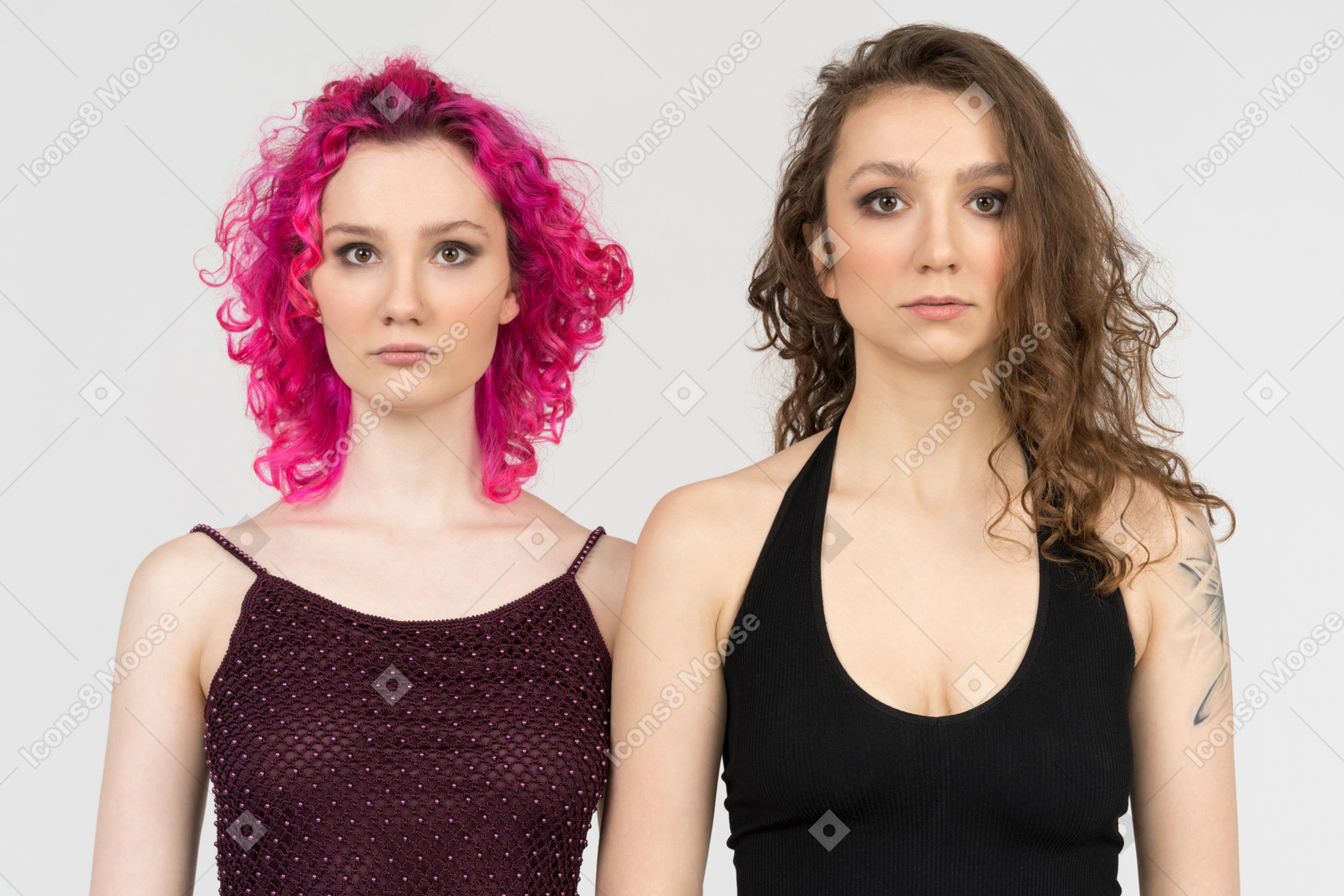 Two curly young females