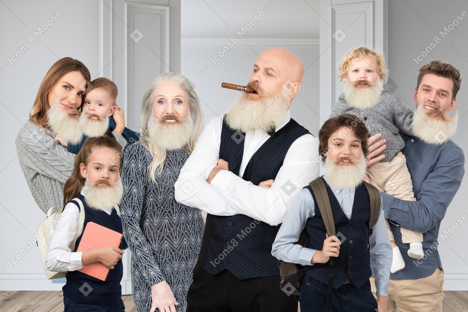 The whole family has a beard!