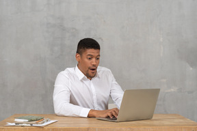 Young man typing