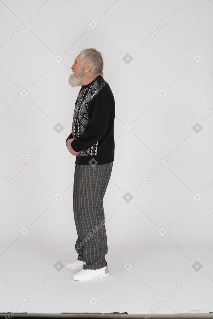 Side view of an elderly man
