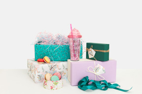 Colorful wrapped gift boxes