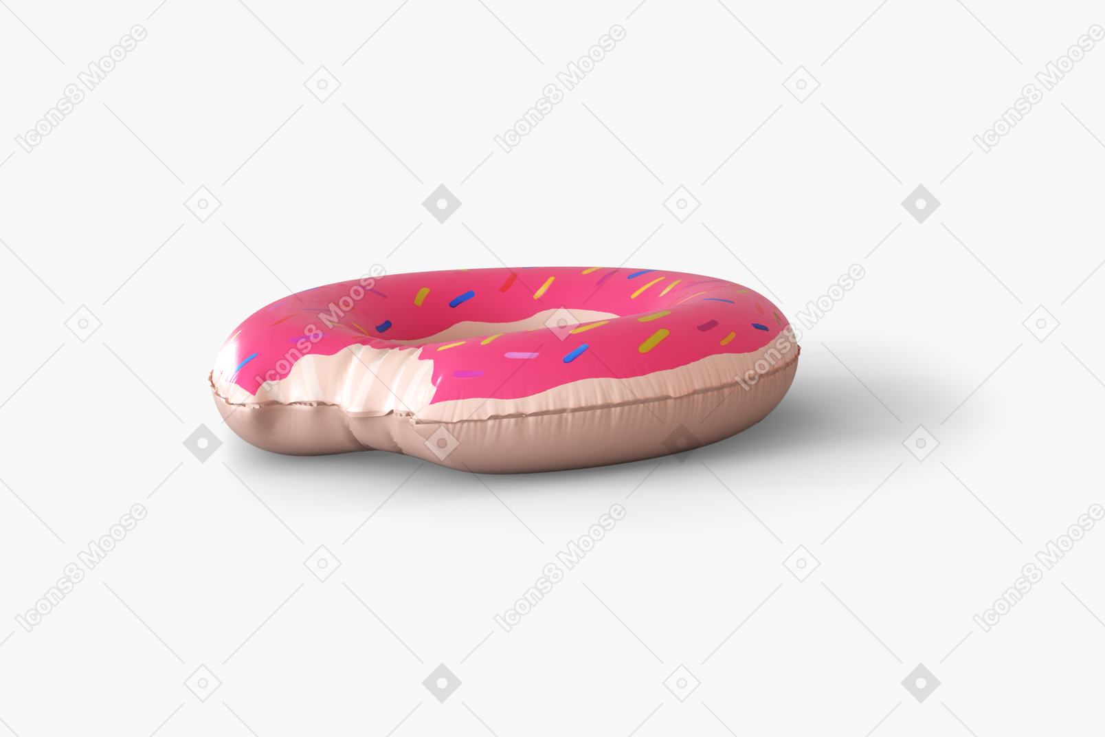 Anillo de goma donut rosa y blanco
