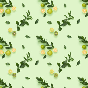 Fruit mix over green background