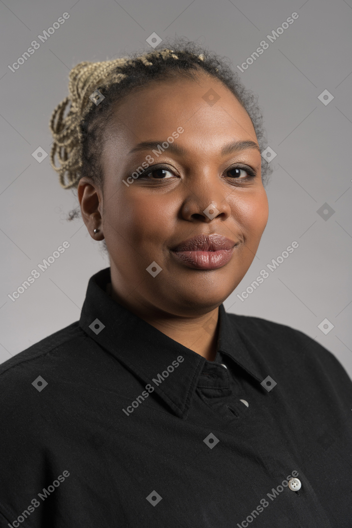 Profile picture of a delighted african-american female