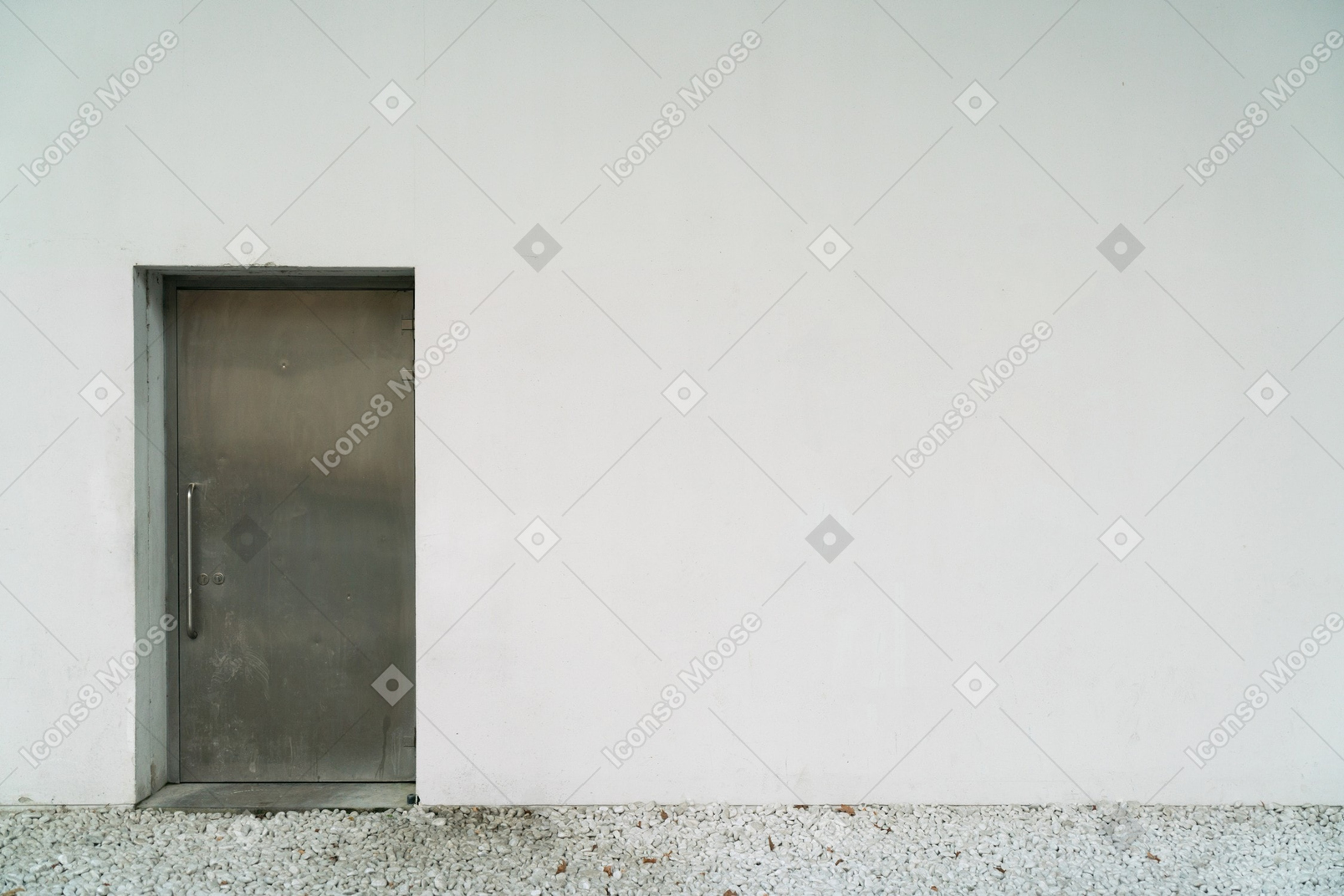 A series of modern glass doors in an abandoned building