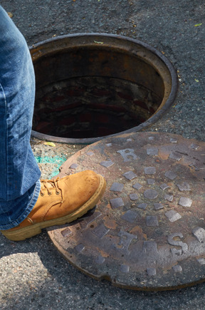 An open sewer hole
