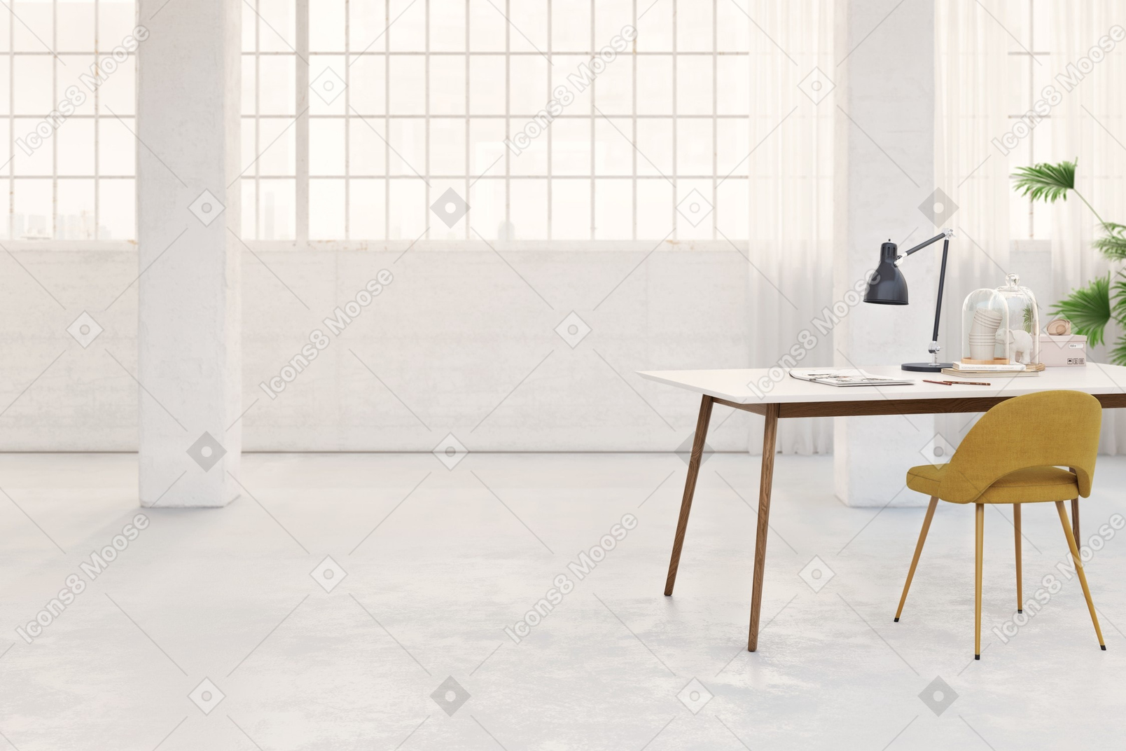 White table and chairs in a living room