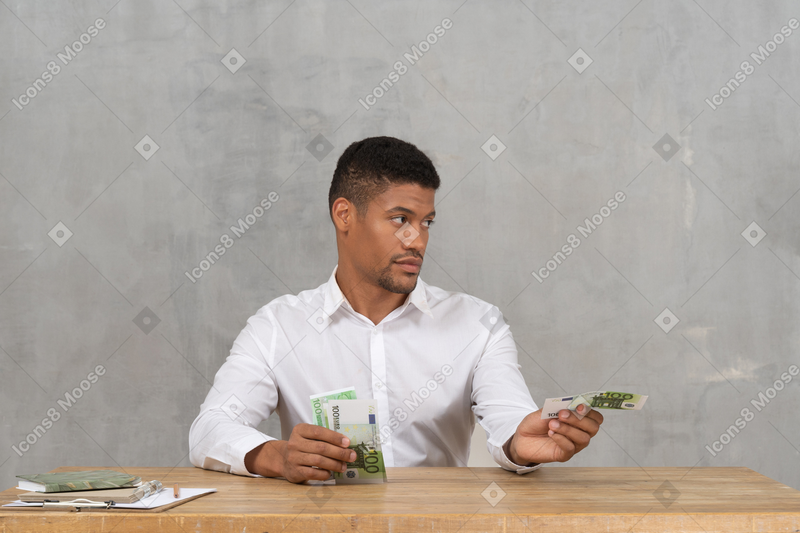 Young man and money