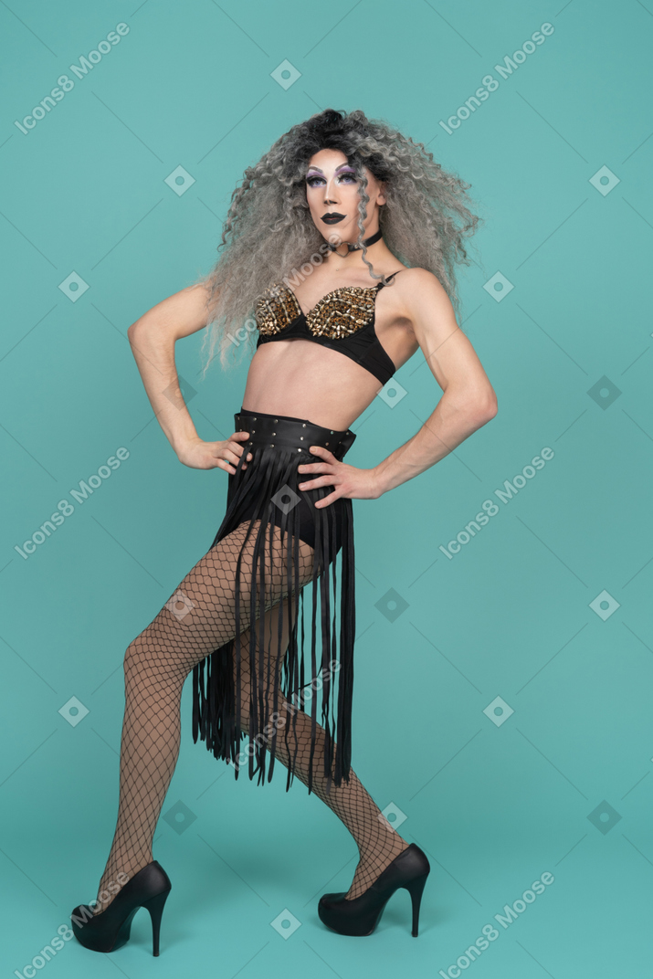 Drag queen posing with hands on hips