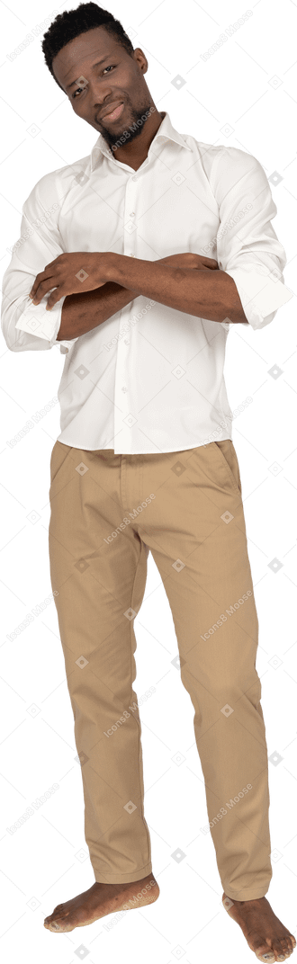 Man in white shirt standing