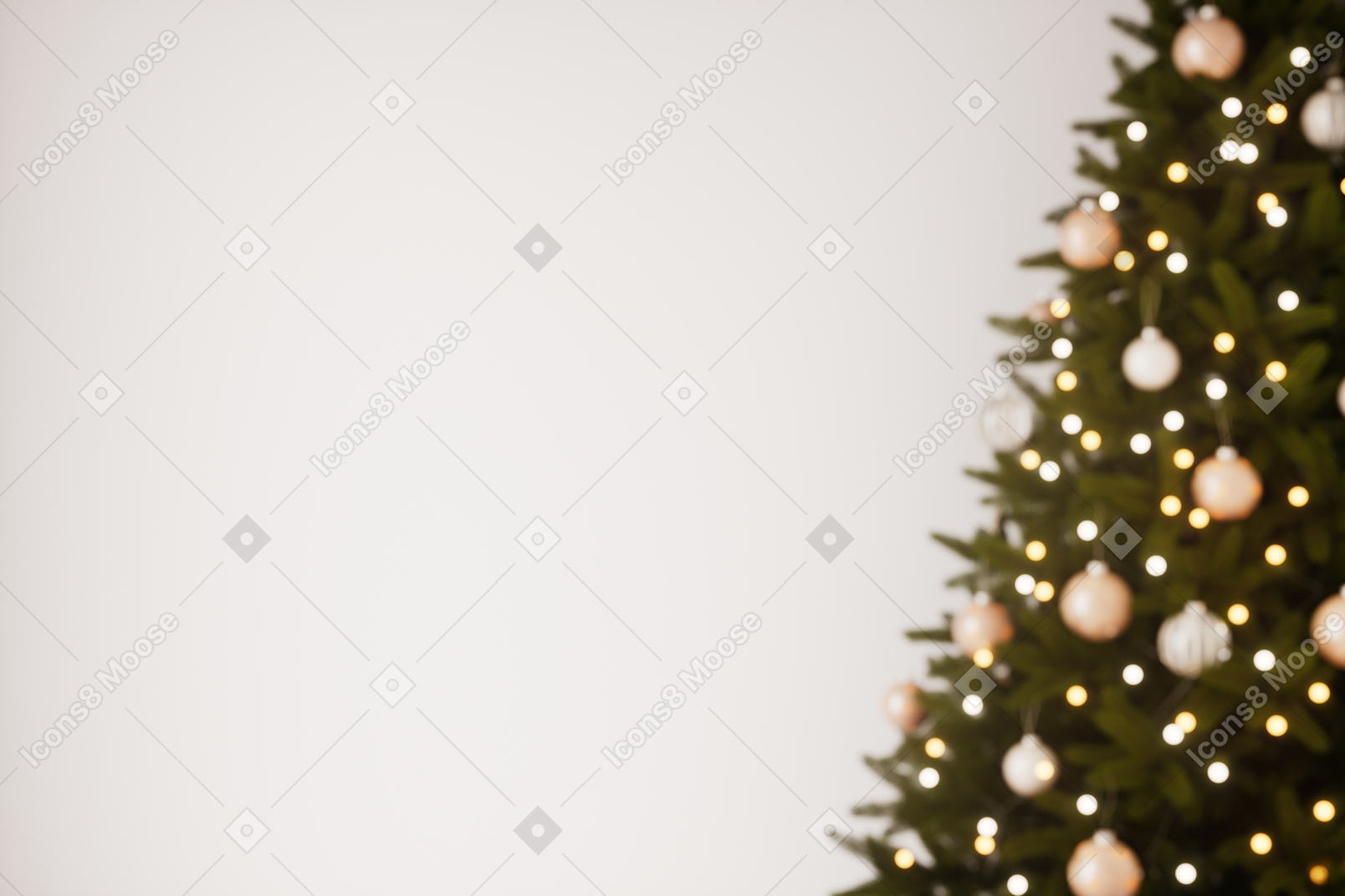 Decorated christmas tree out of focus